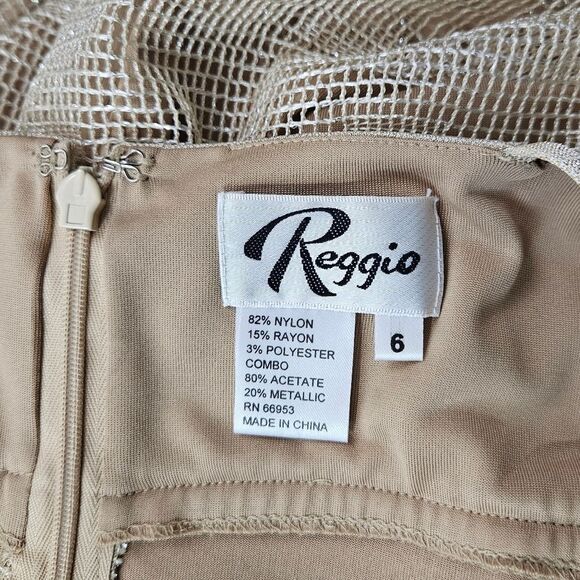 Reggio Neutral Gold Grometric Y2K Maxi Dress womens size 6 - Picture 7 of 7